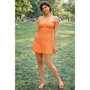 Free People Berry Kiss Off Shoulder Minidress White Peach L